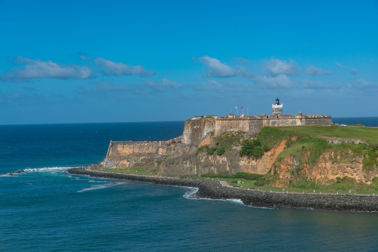 Castillo San Felipe del Morro above the water in Old San Juan